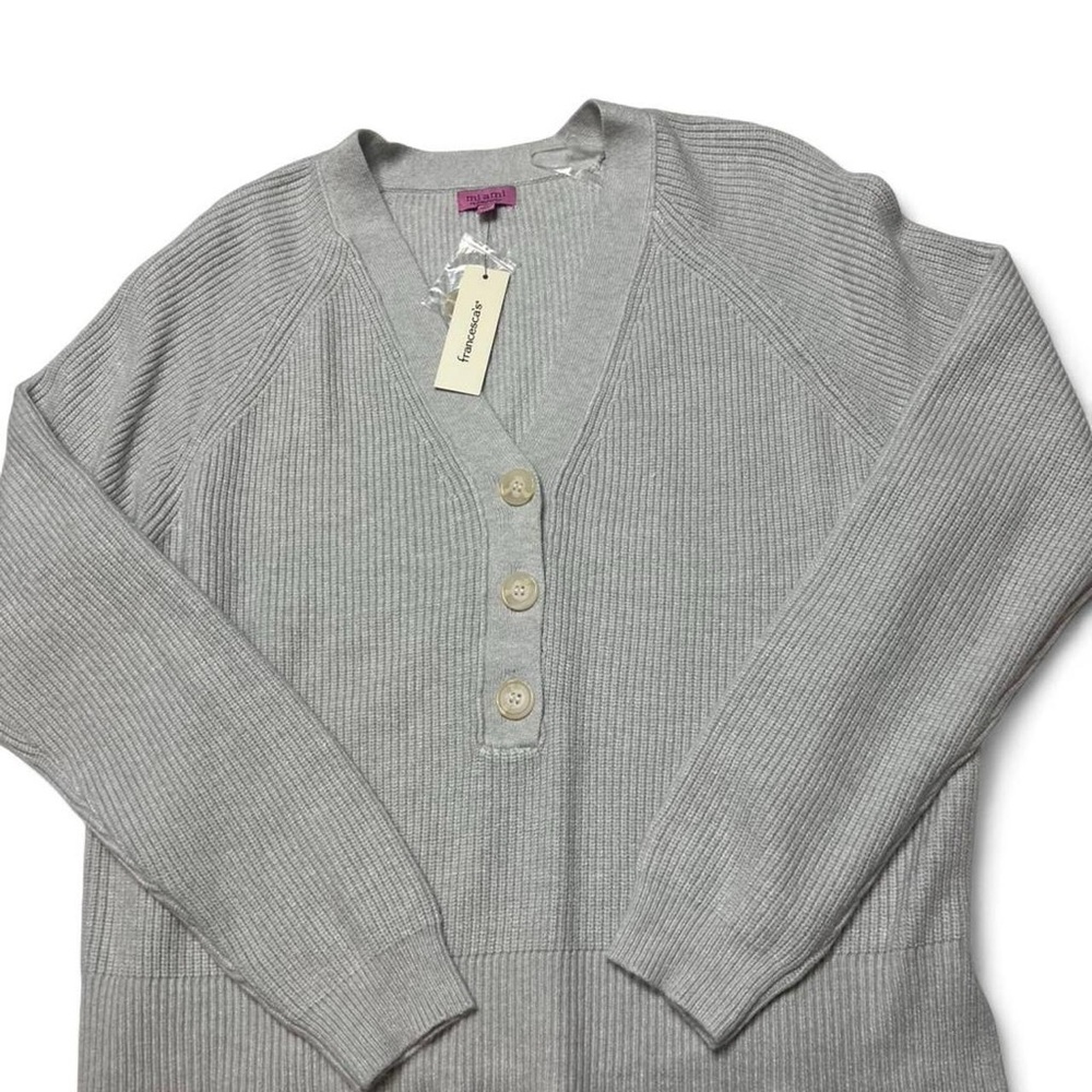 Francesca's Collections Light Gray V-Neck Sweater